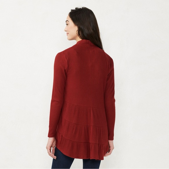 Kohl’s LC Lauren Conrad Tiered Open-Front Cardigan size small - Picture 2 of 7